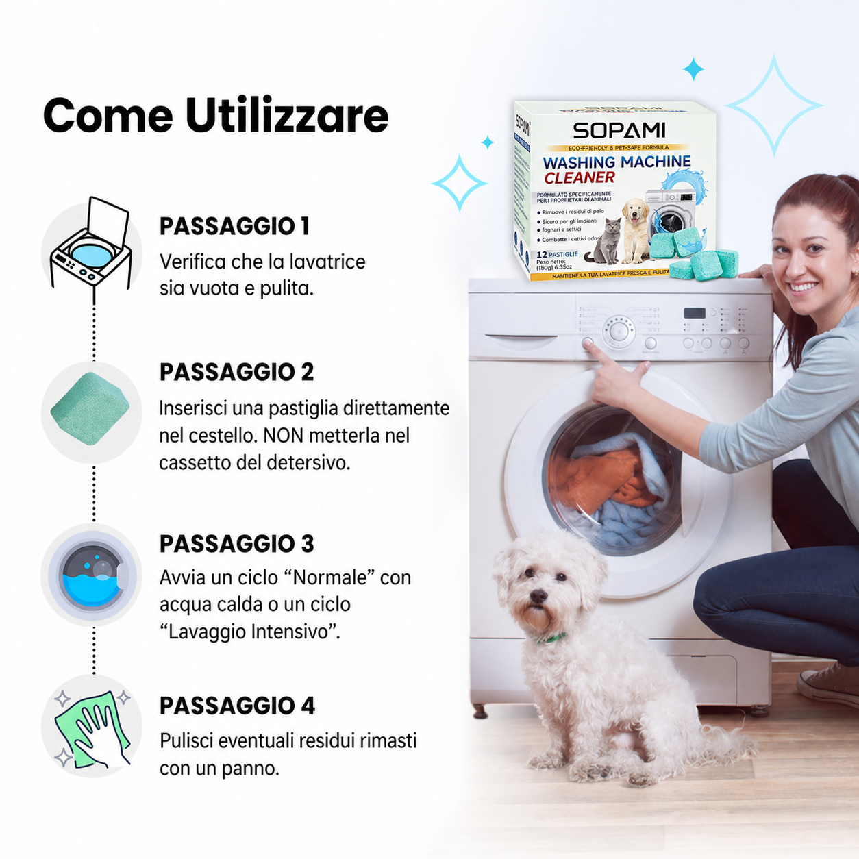 Mellow Sopami™ - Pasticche per lavatrice anti-peli di animali