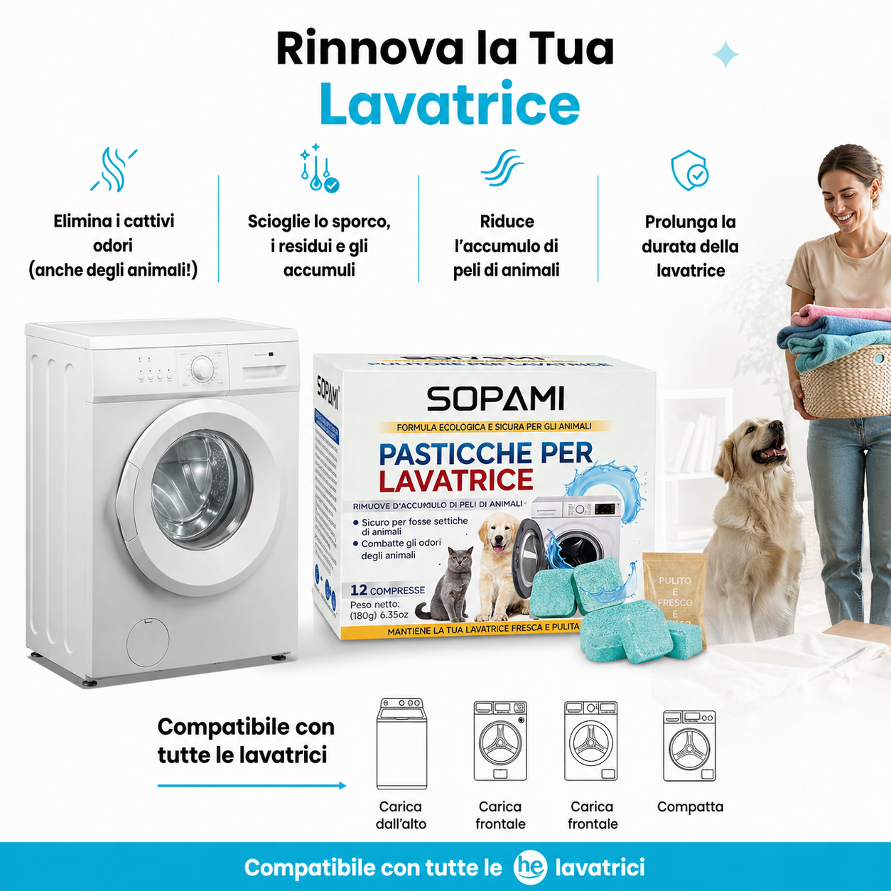 Mellow Sopami™ - Pasticche per lavatrice anti-peli di animali